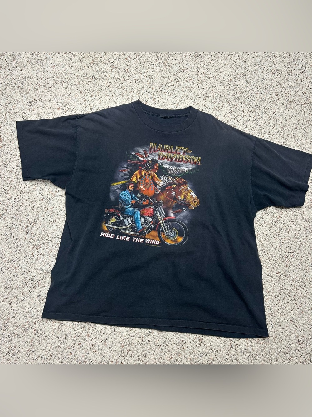 Vintage 90s Harley Davidson Ride Like The Wind Biker T-Shirt XXL Single Stitch